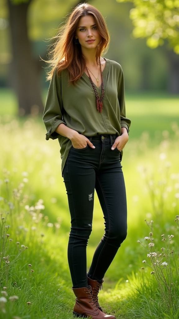 black jeans brown boots
