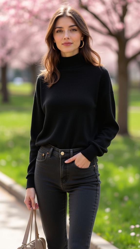 black jeans nude accents