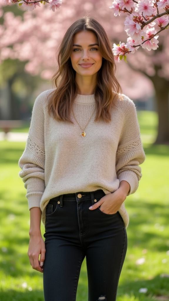 black jeans oversized sweater