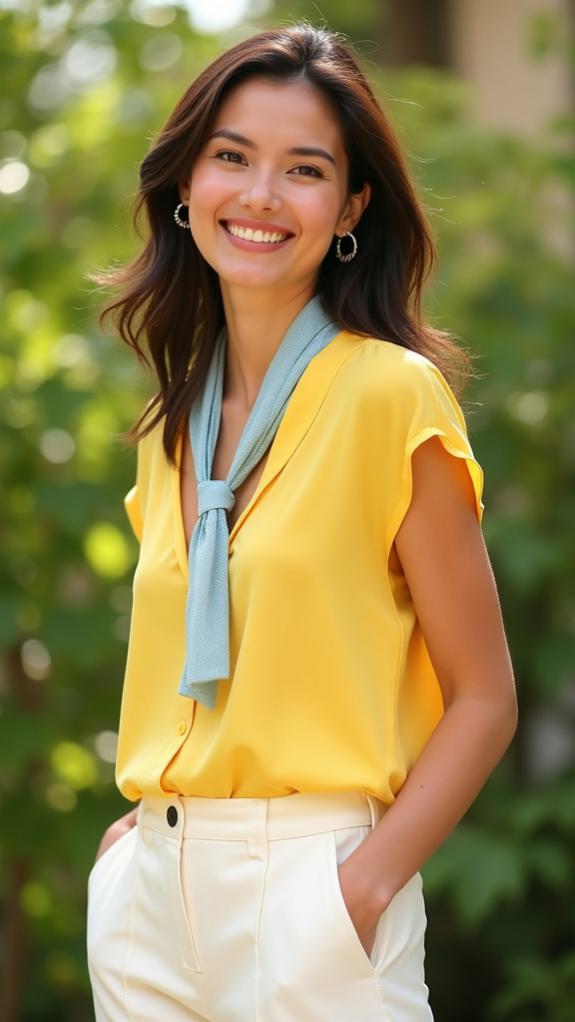 butter yellow blue trousers