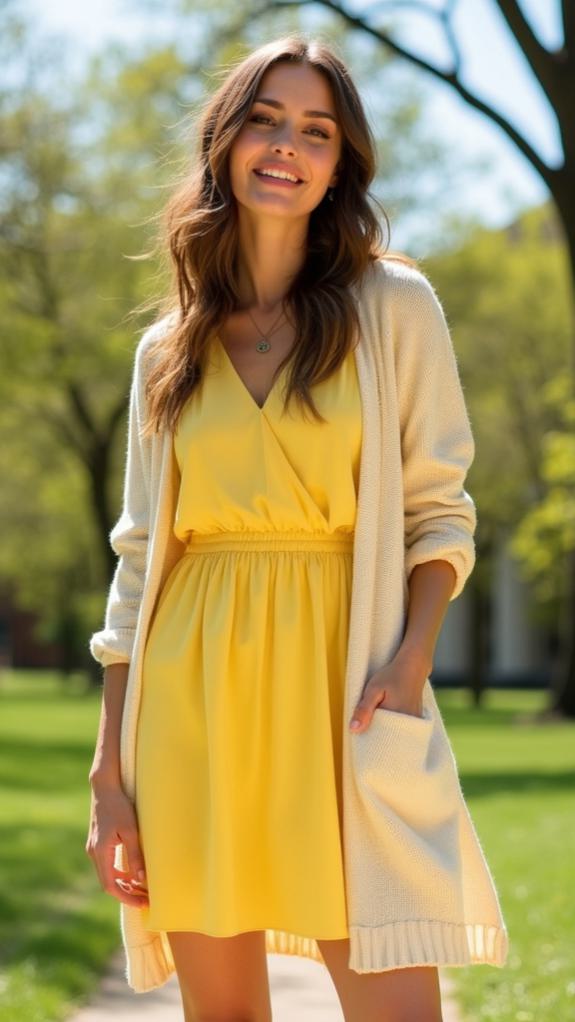 butter yellow dress outfit
