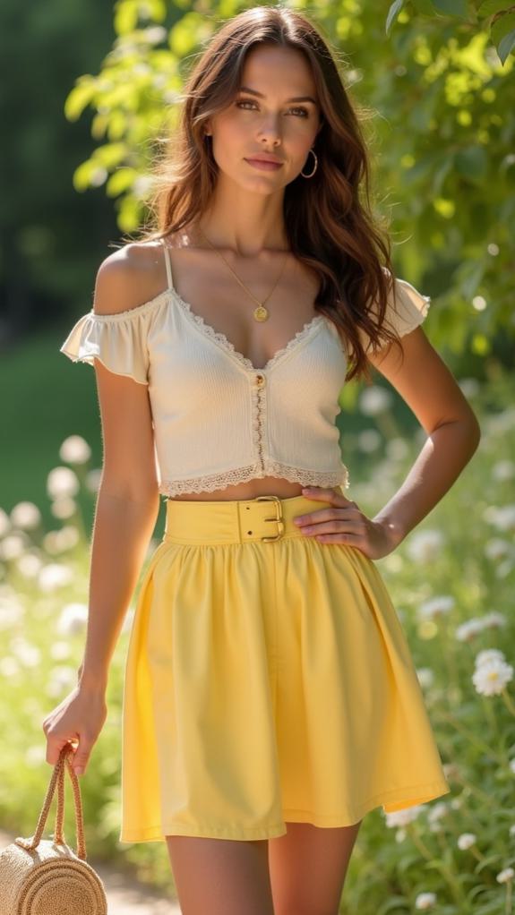 butter yellow mini skirt