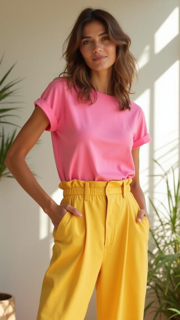 butter yellow pink ensemble