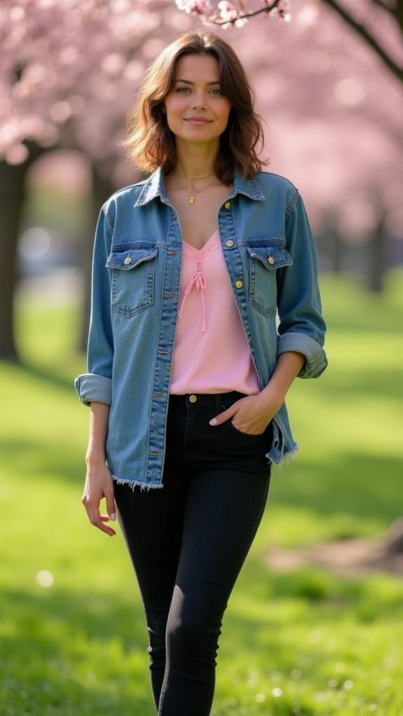 casual black denim layers