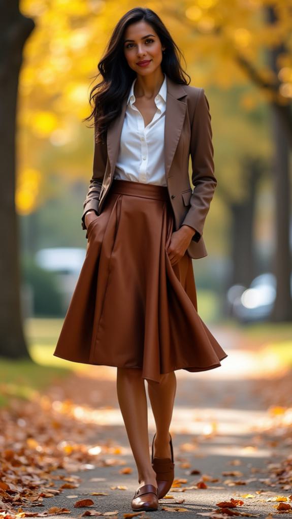 deep brown satin skirt