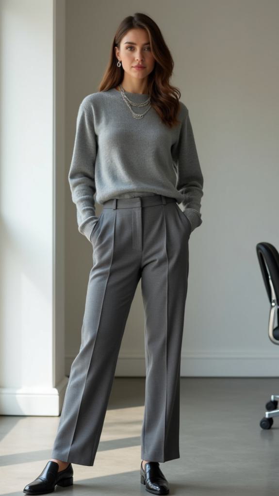 elegant grey sweater trousers
