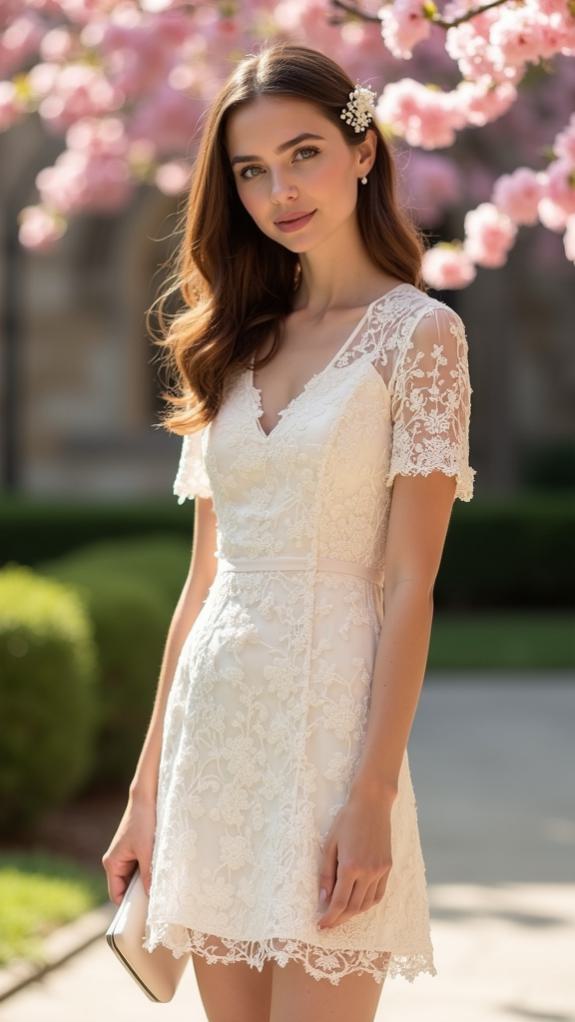 feminine knee length lace dress