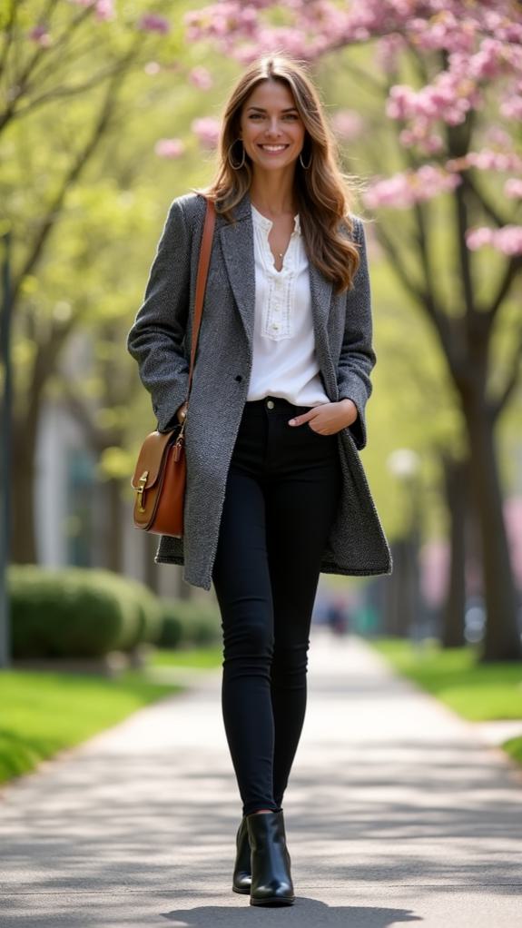 herringbone coat black jeans