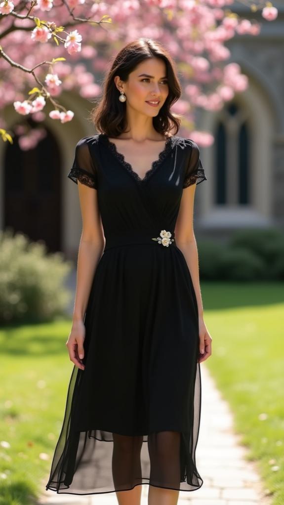 knee length black lace dress