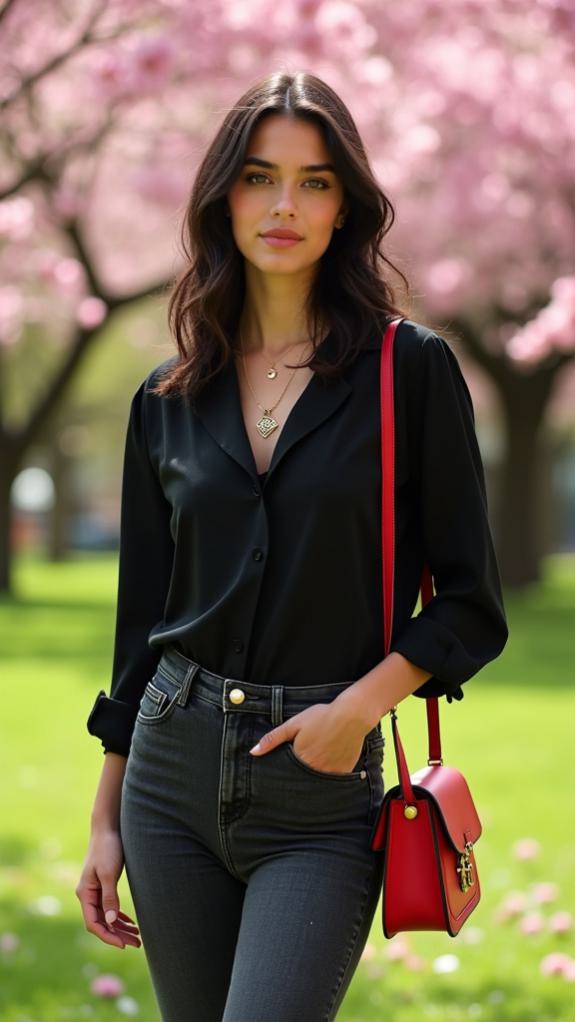 monochromatic black bold accessories