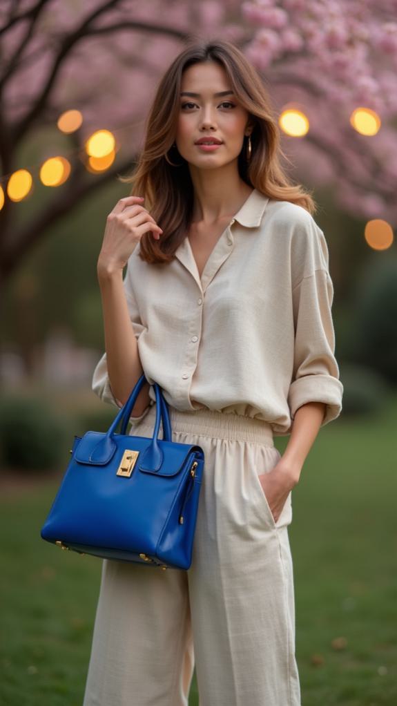 neutral linen colorful bag
