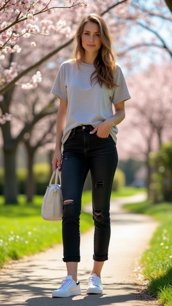 neutral tee black jeans
