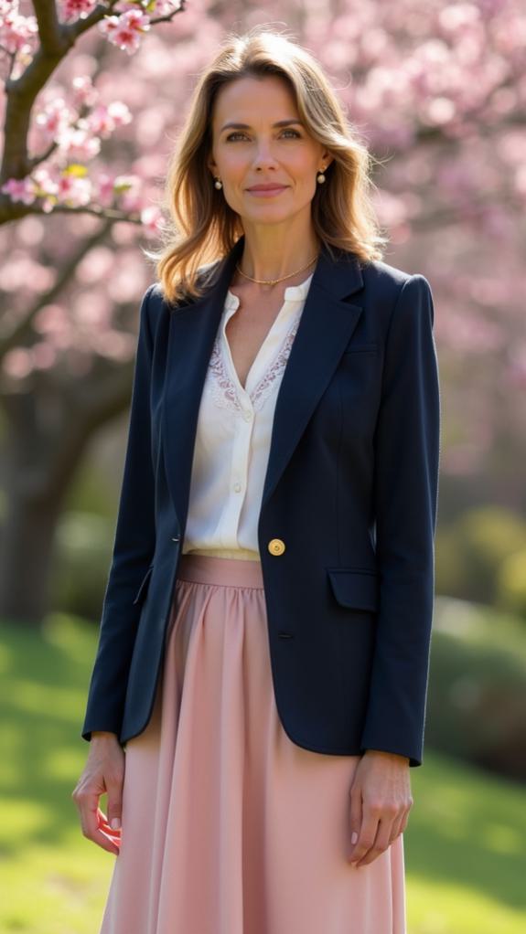 refined navy blazer ensemble