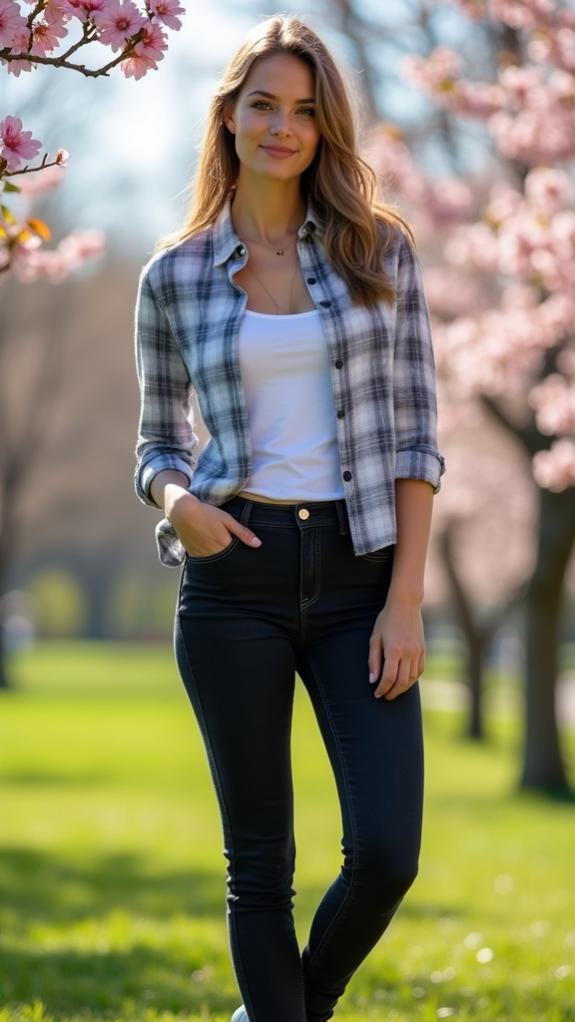 relaxed red plaid jeans