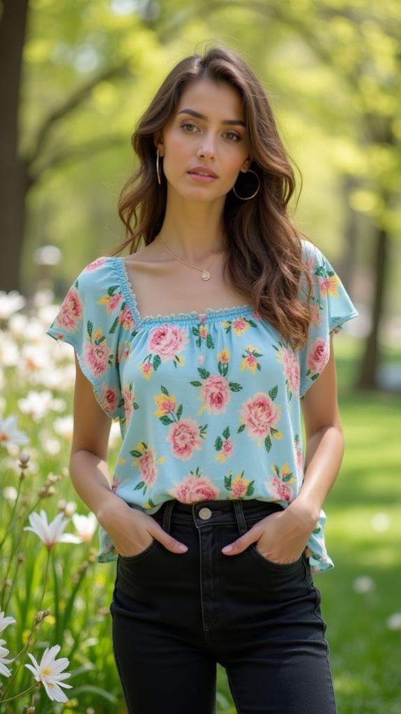 spring floral top combo