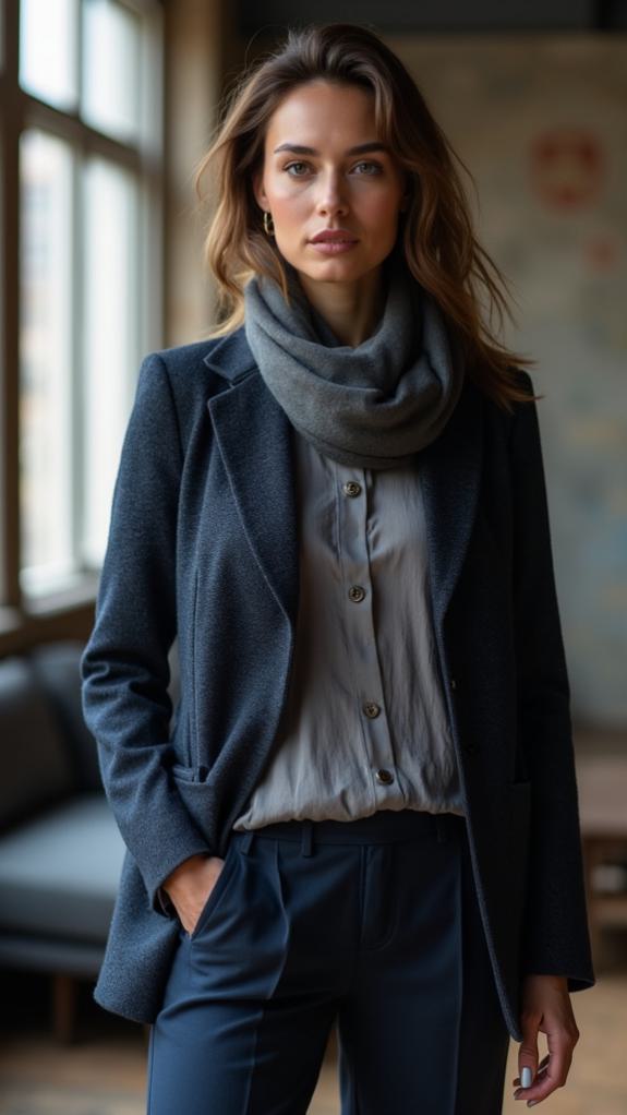 textured monochromatic layered look