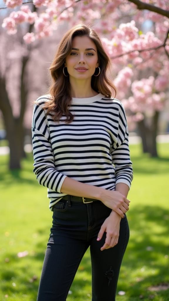 timeless black jeans striped