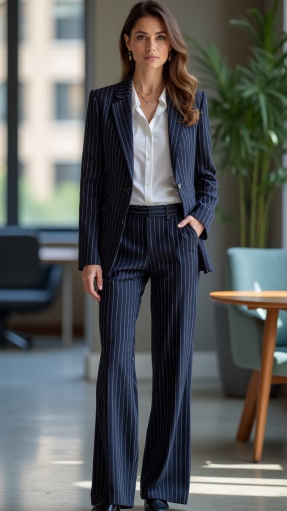 timeless blue striped ensemble