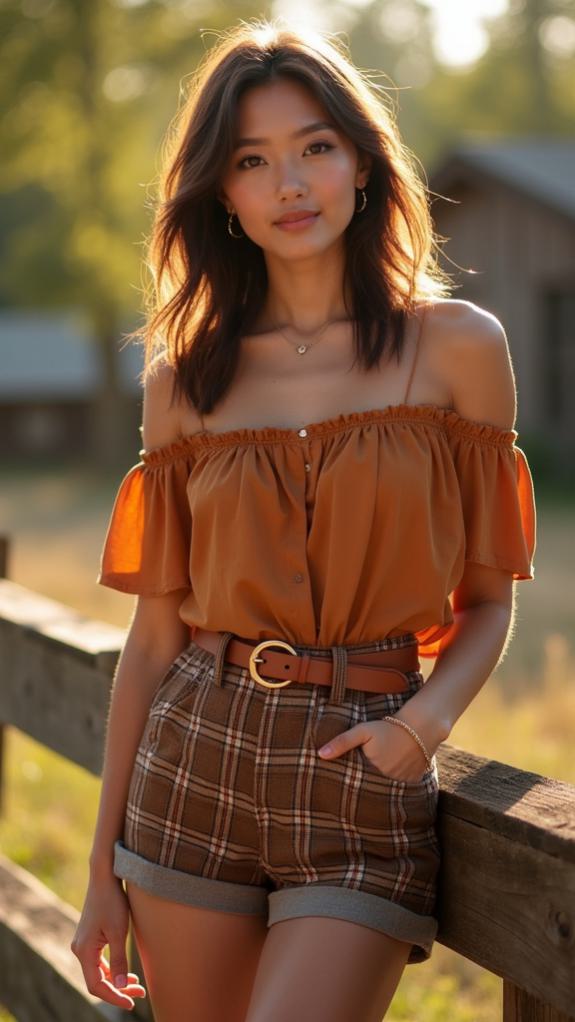warm tone plaid shorts