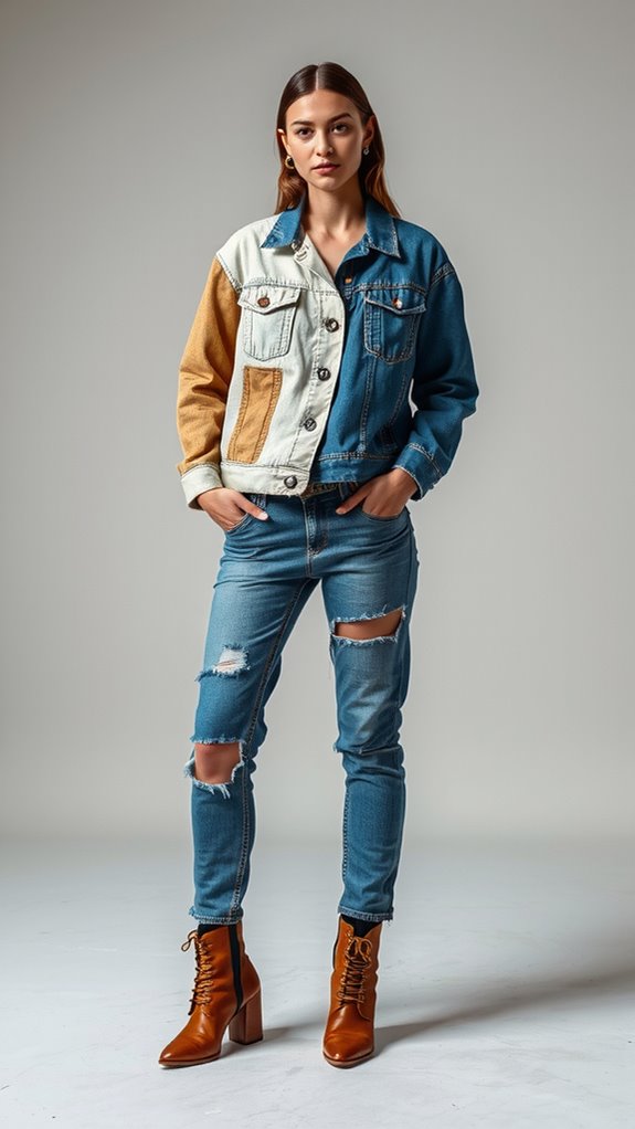 asymmetrical patchwork denim statement