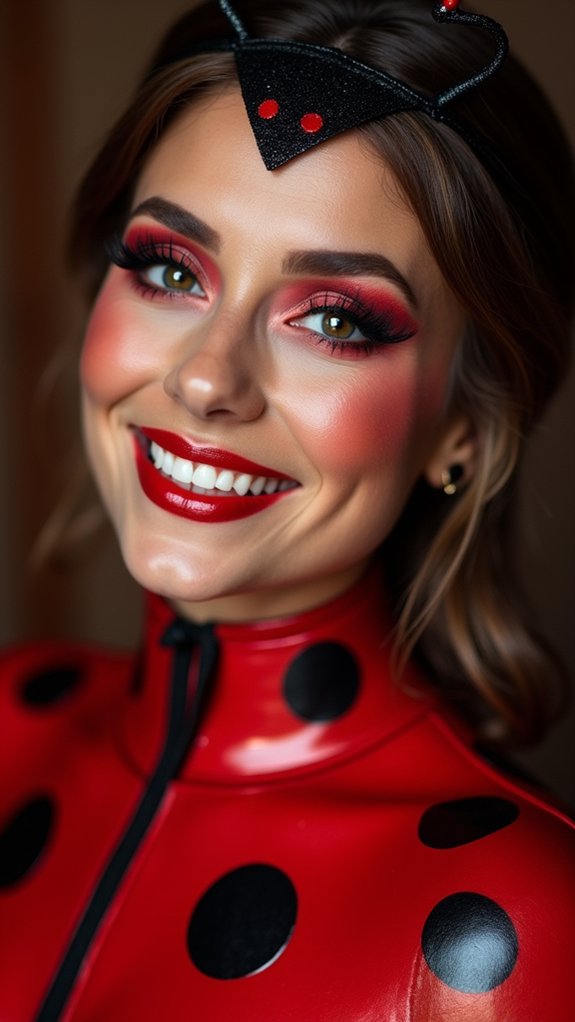 bold red ladybug makeup