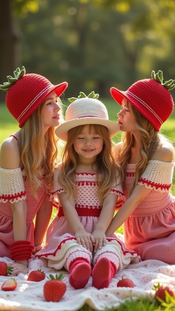 chunky crochet strawberry inspired ensemble