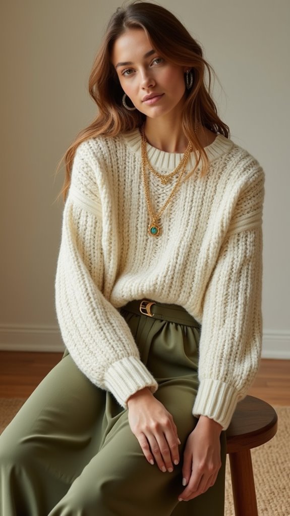 chunky knit silky midi