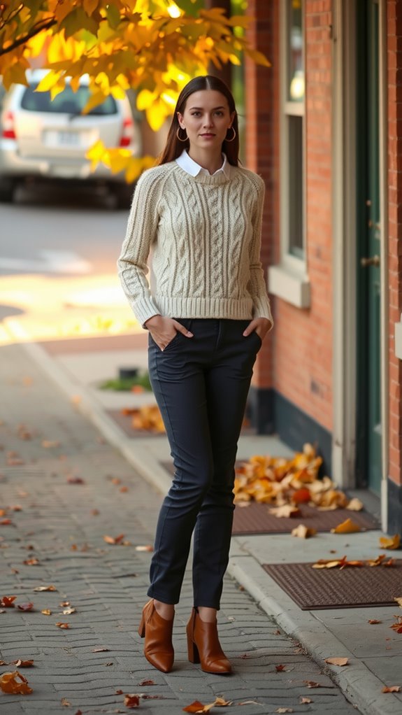 chunky sweater tailored pants