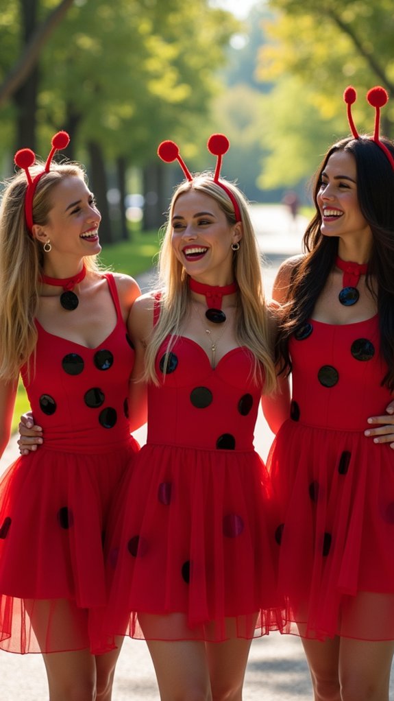 coordinated red and black ladybugs
