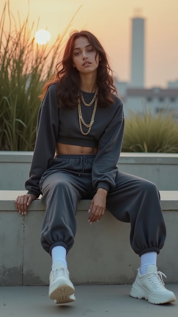 cropped hoodie with sweatpants