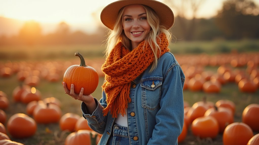 denim doubled with chunky scarf