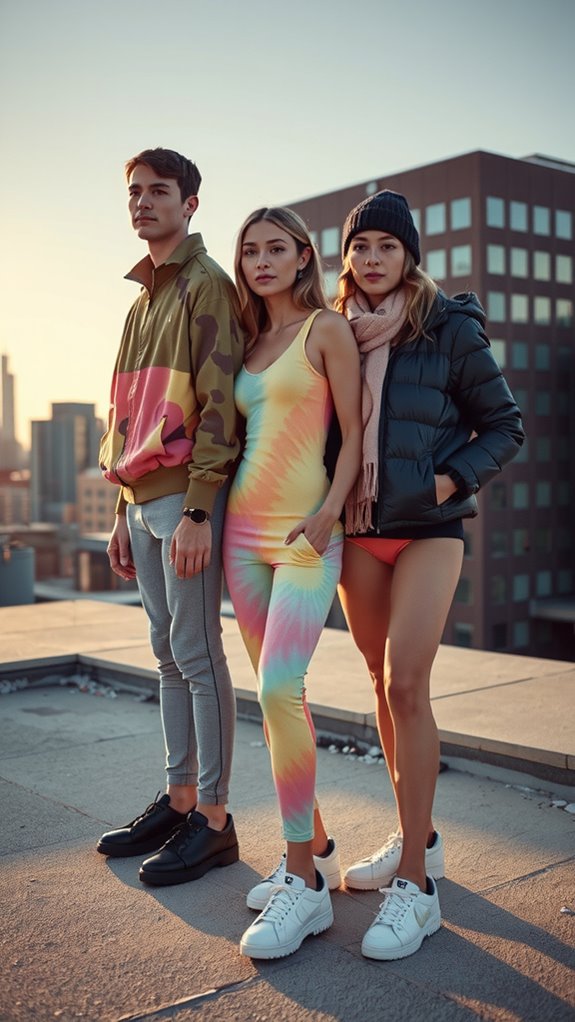 digital print athleisure winter layering