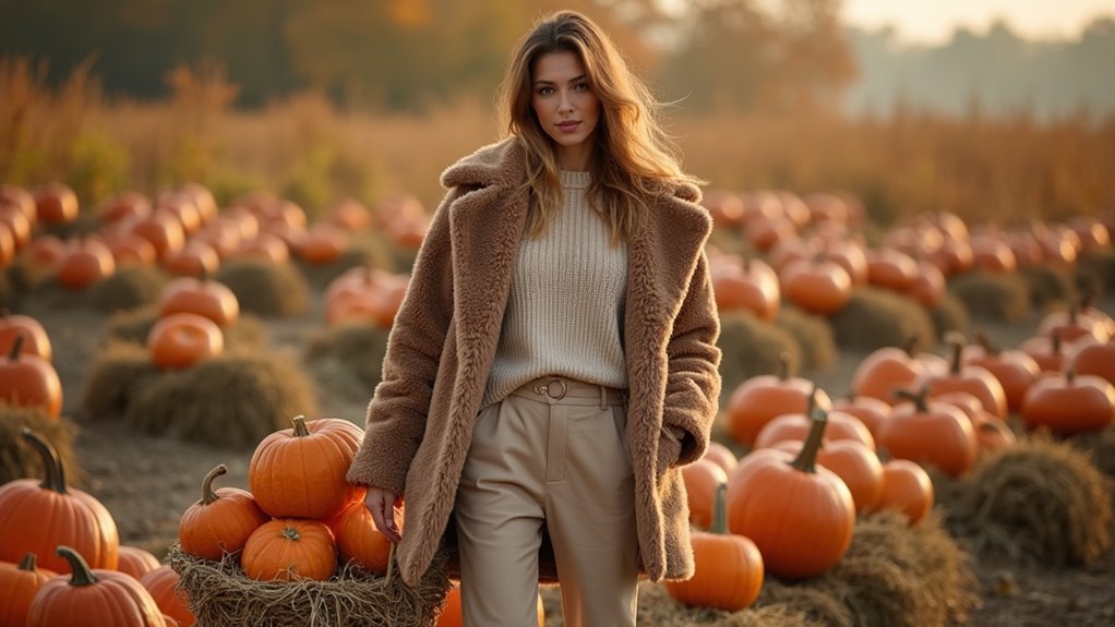 faux fur monochrome cream ensemble