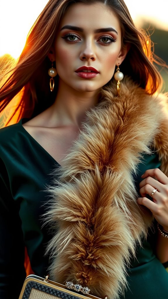 faux fur stole over velvet