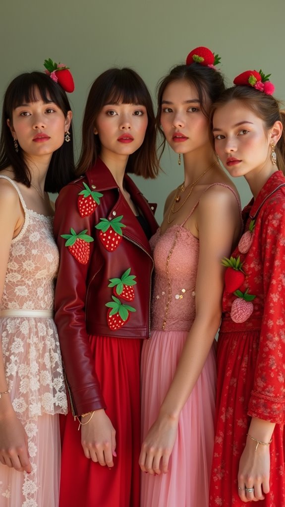 faux strawberries on bonnet