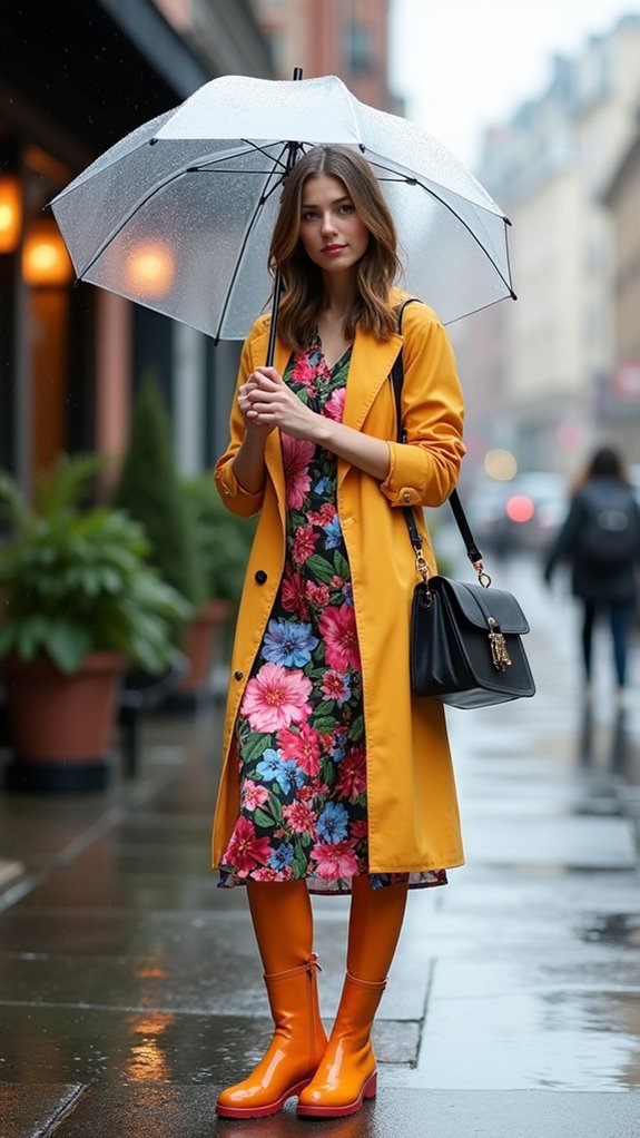 floral dress waterproof boots