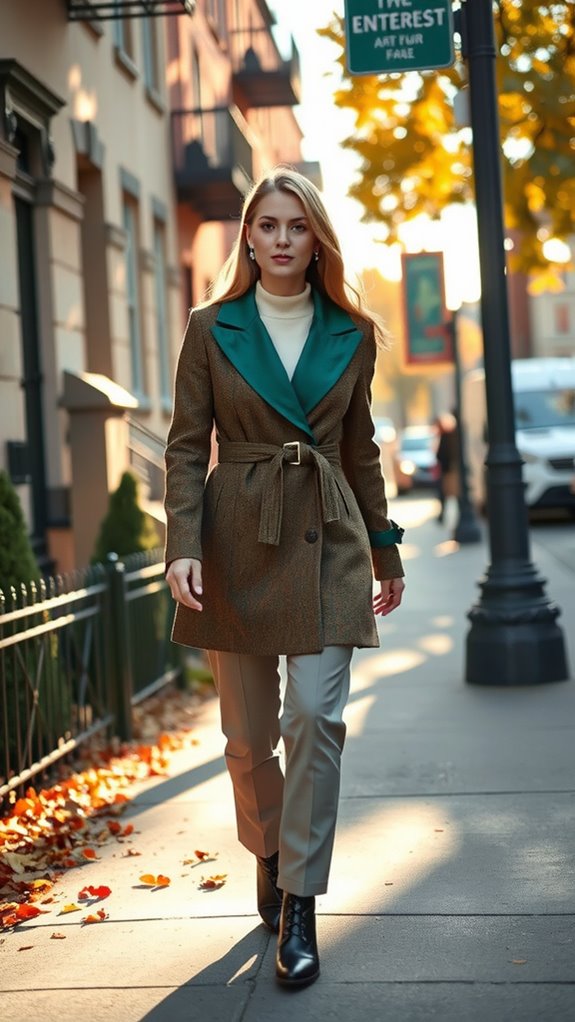 jewel toned wrap coat styling