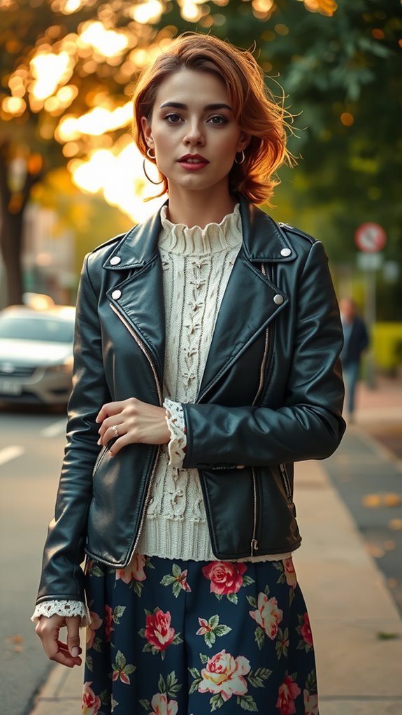 lace camisole under leather