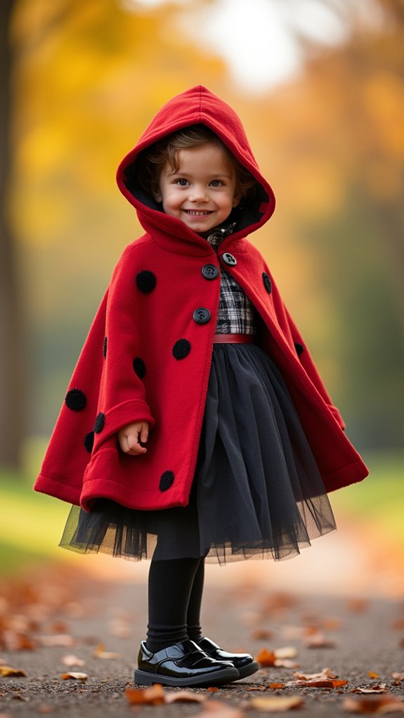 ladybug inspired dramatic satin cape