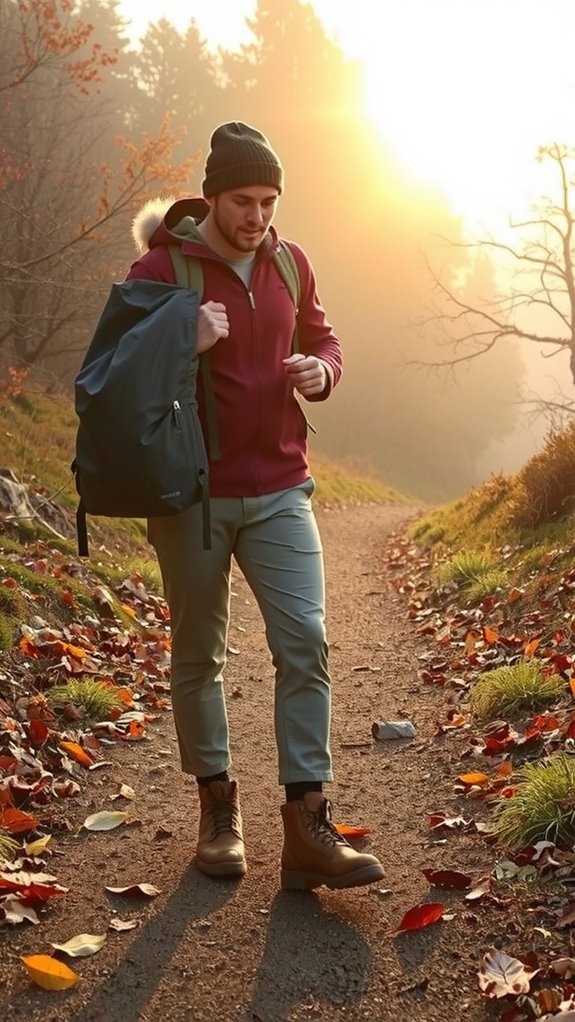 layered adaptable fall hiking gear