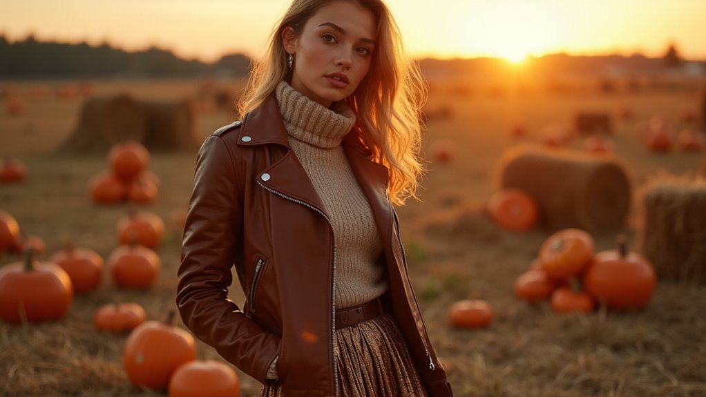 leather knit metallic cozy chic