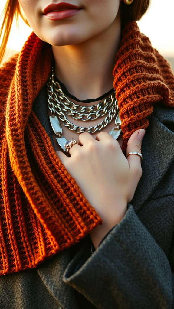mixed metals and textured scarves