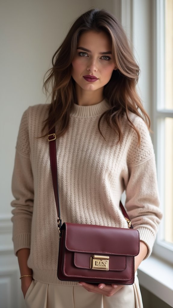 muted pastel sweater bold lip