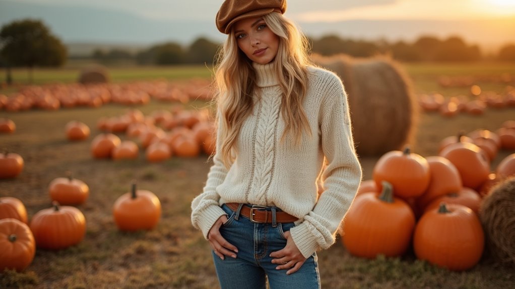 oversized cable knit with jeans