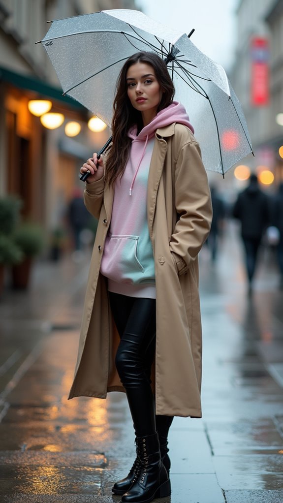 oversized hoodie trench leggings