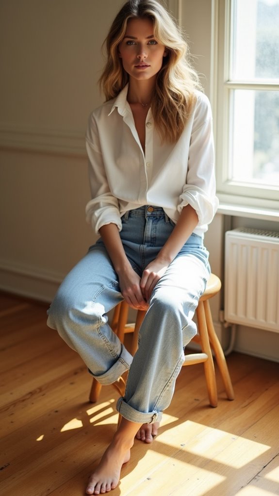 oversized untucked shirt relaxed denim
