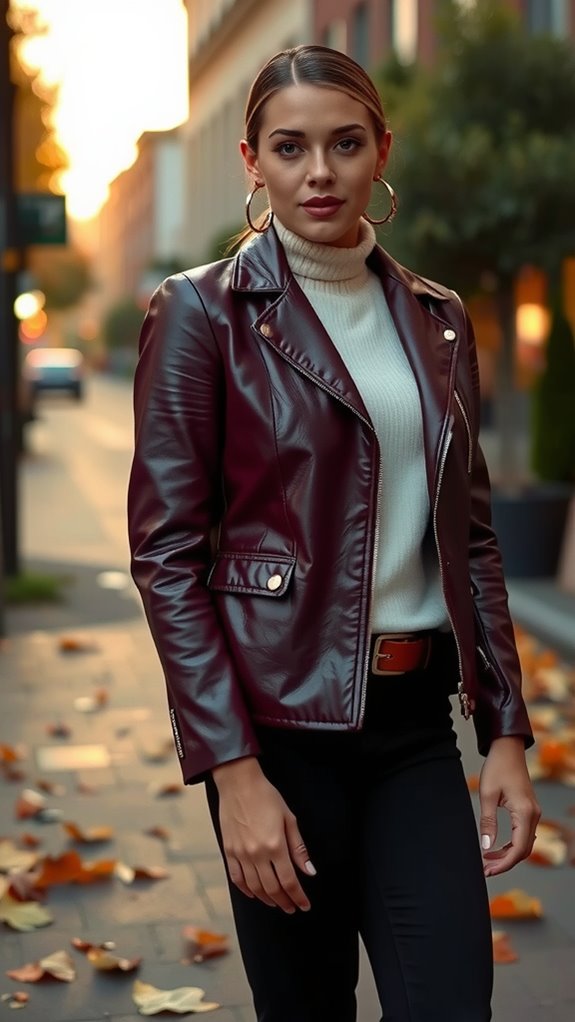 oxblood classic leather jacket
