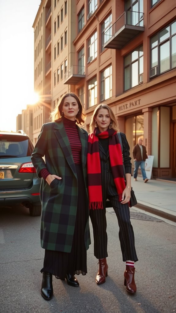 oxblood plaid with stripes