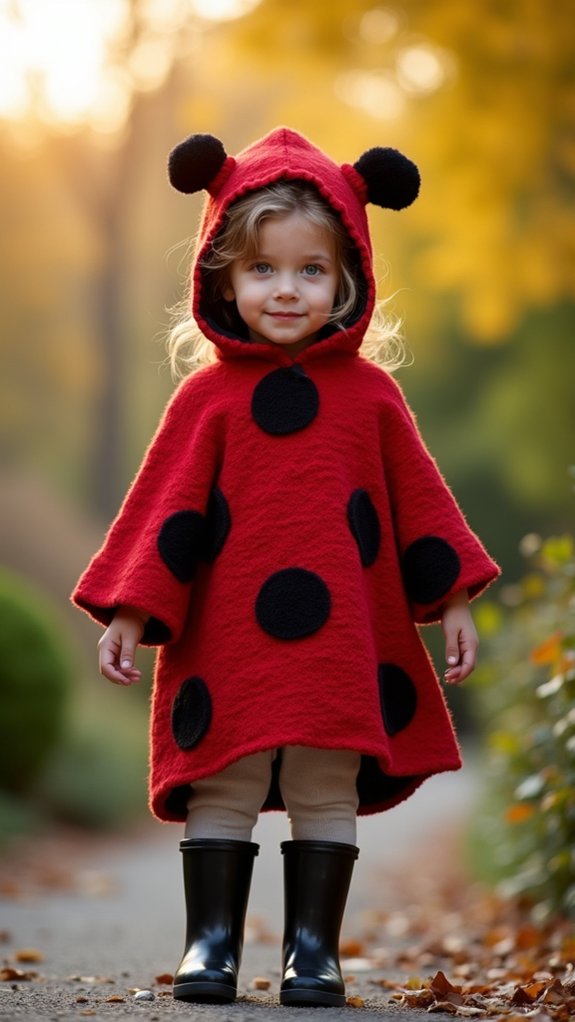red spotted draped poncho