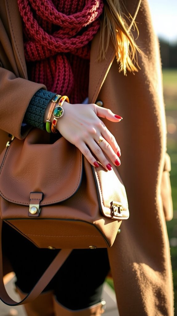 resin bangles and slouchy bags